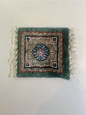 Miniature Hand-Knotted Persian-Style Rug 6”x7” Dollhouse/Coaster